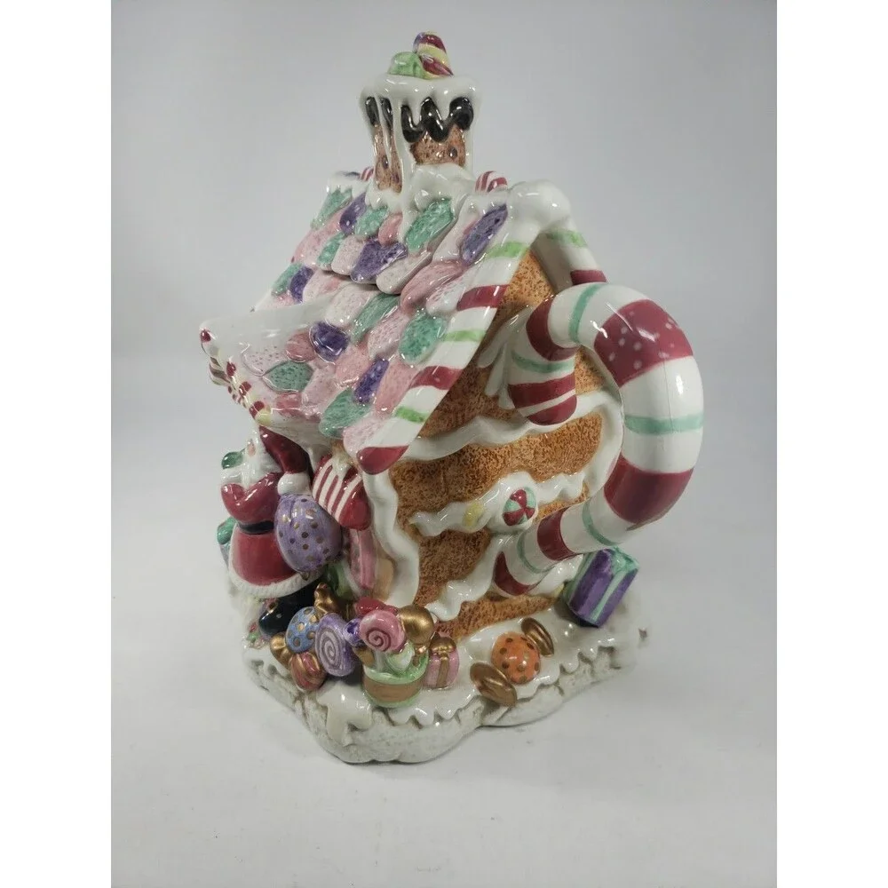 Fitz & Floyd Candy Lane Express Candy Shop Teapot Santa Claus Fudge Ceramic